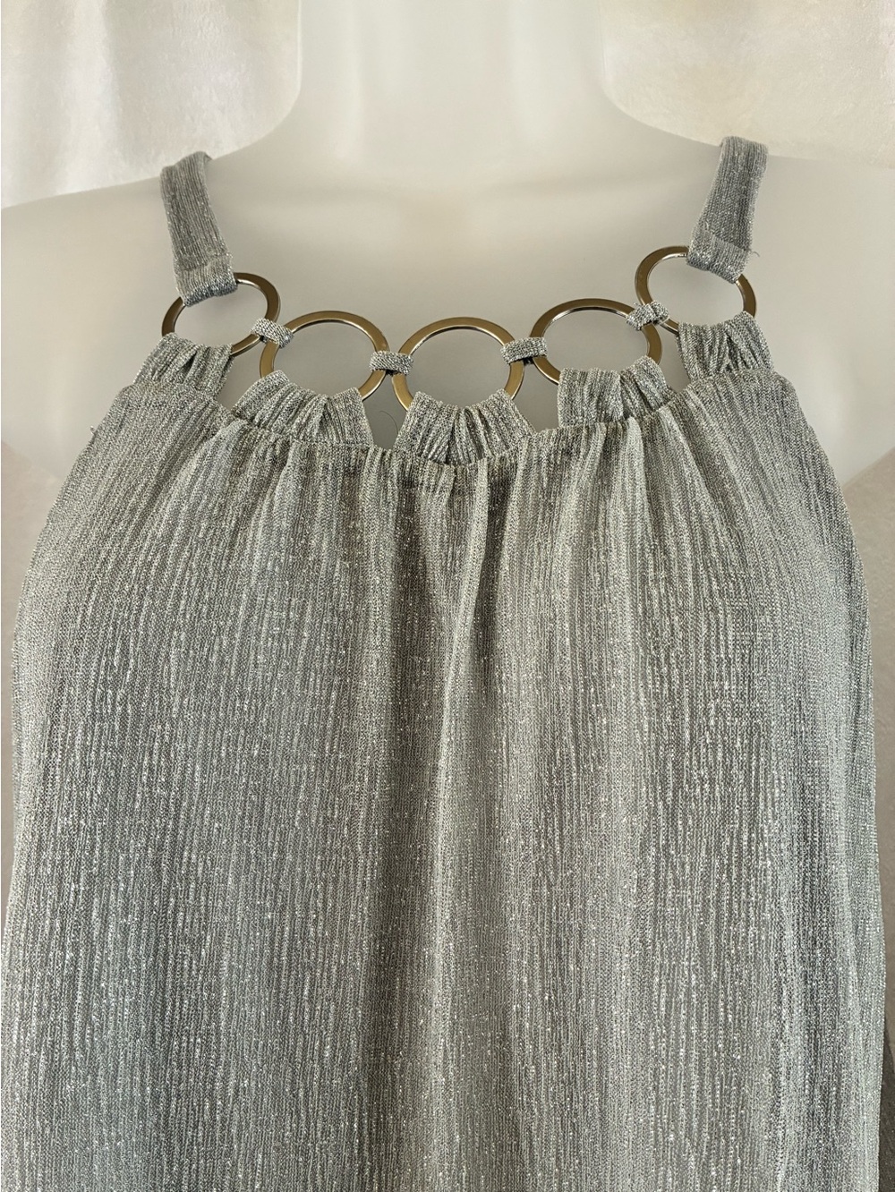 Alfani Silver Metallic Sleeveless Top
